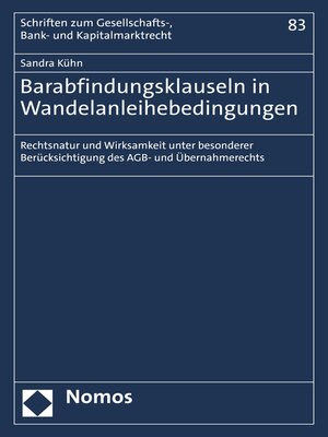 cover image of Barabfindungsklauseln in Wandelanleihebedingungen